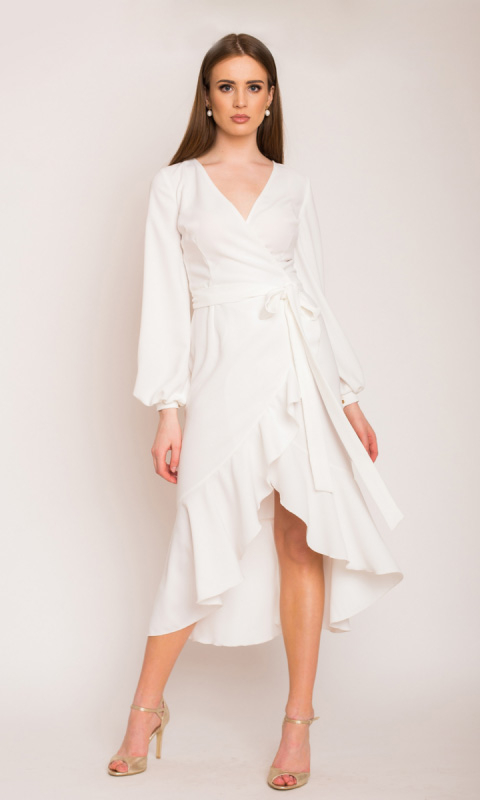 Biała asymetryczna sukienka Frilla