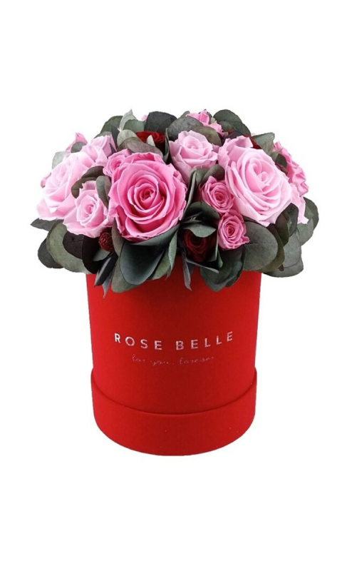 Rose Belle Box M czerwony DeLuxe z eukalip.