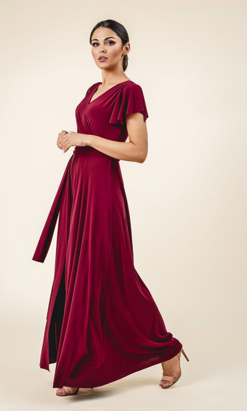 Abelia - sukienka maxi w kolorze bordowym