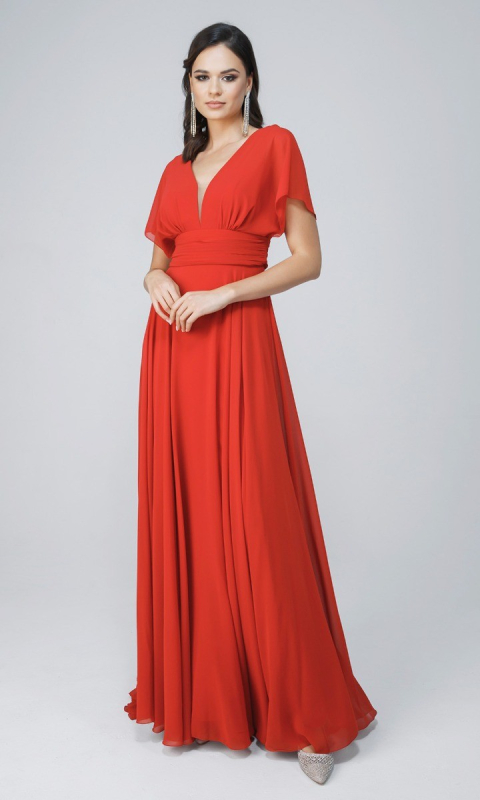 Zwiewna czerwona sukienka maxi