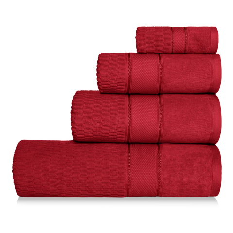 Czerwony Ręcznik Welurowy 100x150 PERU 100% bawełna