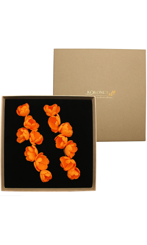 Długie kolczyki kwiatowe LIDIA orange