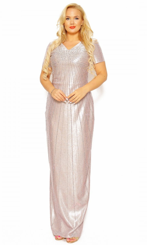 M&M - Elegancka prosta sukienka w kolorze różowym. Model: CU-5012 - Rozmiar: 44(XXL)