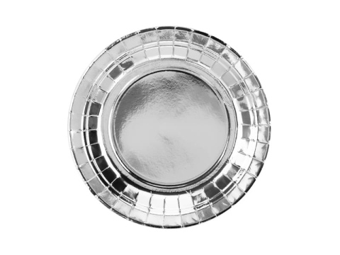 Talerzyki papierowe okrągłe srebrne małe, 18 cm