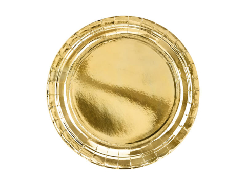 Talerzyki papierowe okrągłe złote duże, 23 cm