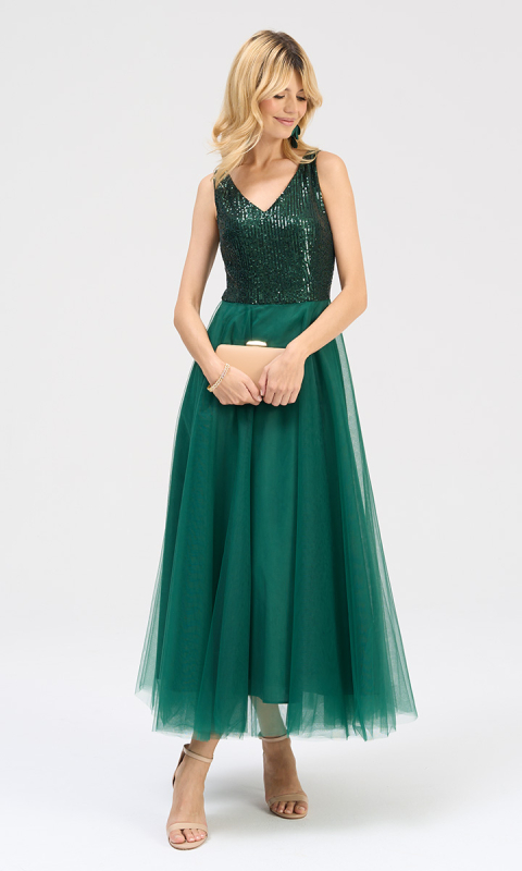 Tiulowa zielona sukienka z cekinową górą-2.jpg
