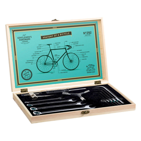 Zestaw dla rowerzysty w drewnianym pudle - 13 elementów | GENTLEMEN’S HARDWARE