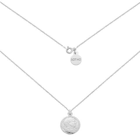 Srebrny naszyjnik z monetą-45 cm