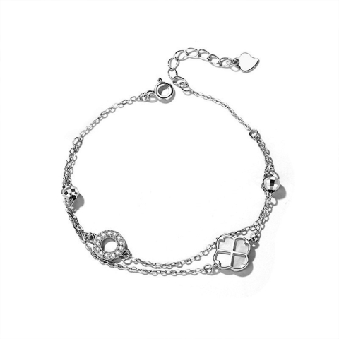 bransoletka czterolistna koniczyna z masą perłową srebrna