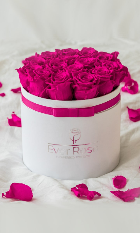 FlowerBox CIEMN. wieczne róże BIAŁY KLASYK L