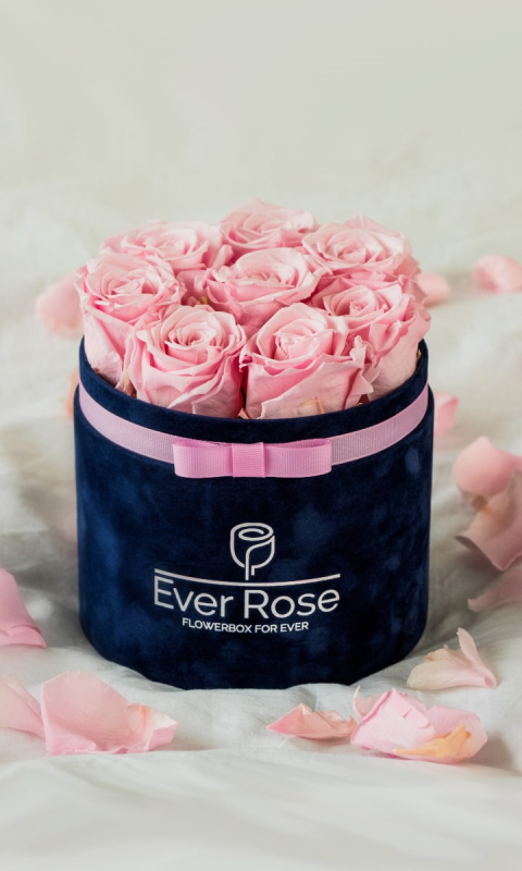 FlowerBox RÓŻOWE wieczne róże GRANAT WELUR M