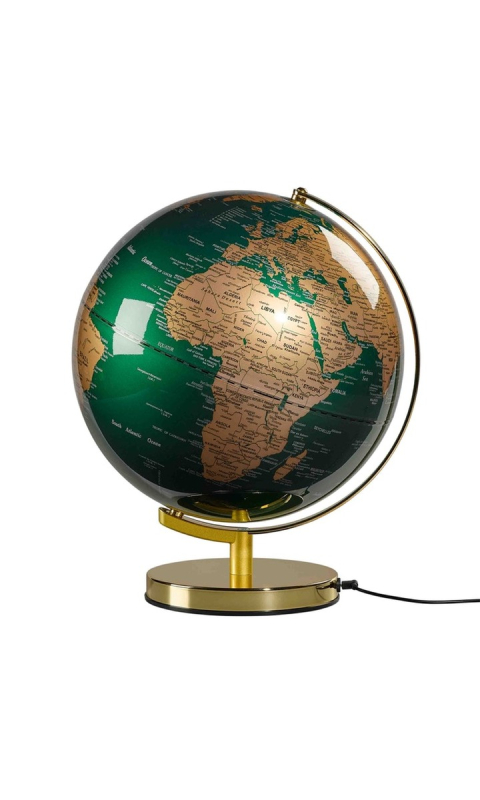 Globus podświetlany 30cm Fir Green & Brass
