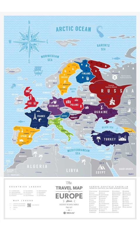 Mapa zdrapka A Travel Map Silver Europe