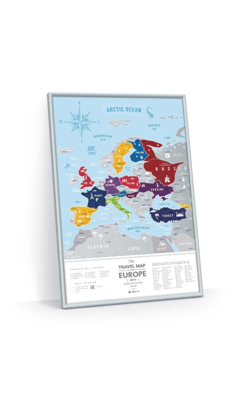 Mapa zdrapka Travel Map Silver Europe w ramie