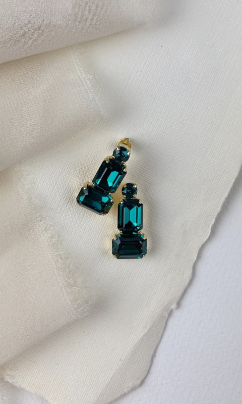 Kolczyki Octagon emerald