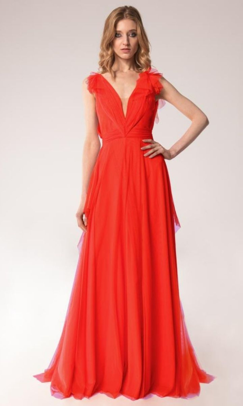 Czerwona suknia tiulowa