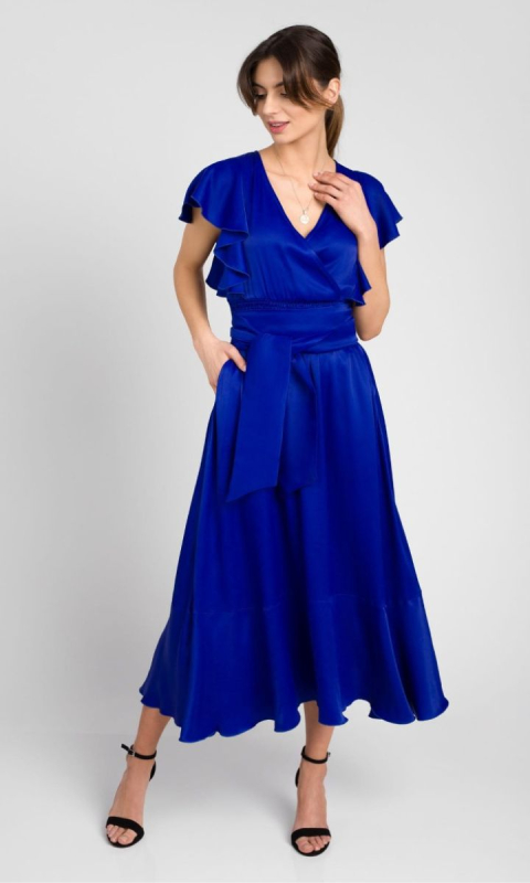 Kobaltowa sukienka midi Melisa by Swing