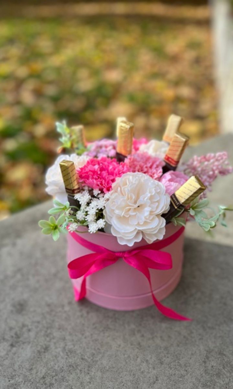 Słodki Różowy Flower Box