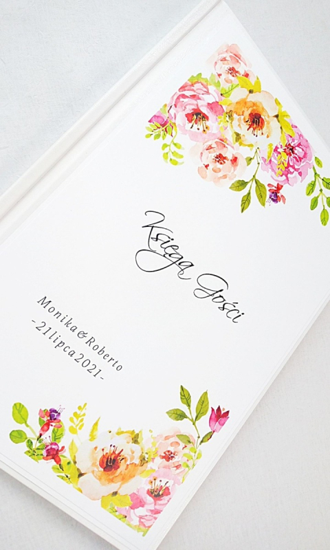 Księga gości weselnych kwiaty akwarele