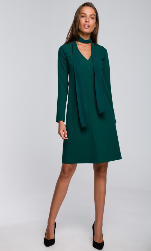Sukienka z szyfonowym szalem-zielona