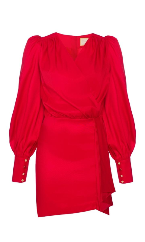 Czerwona sukienka z dekoltem Stefany 