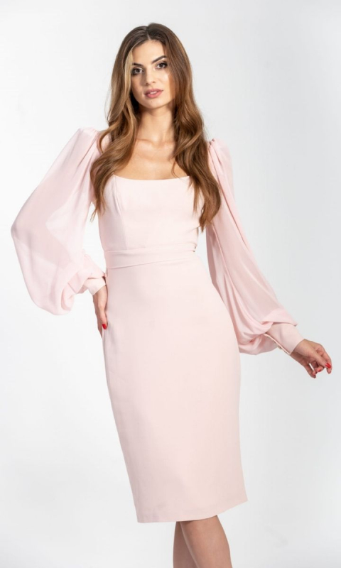 Pudrowo różowa  ołówkowa sukienka Alba
