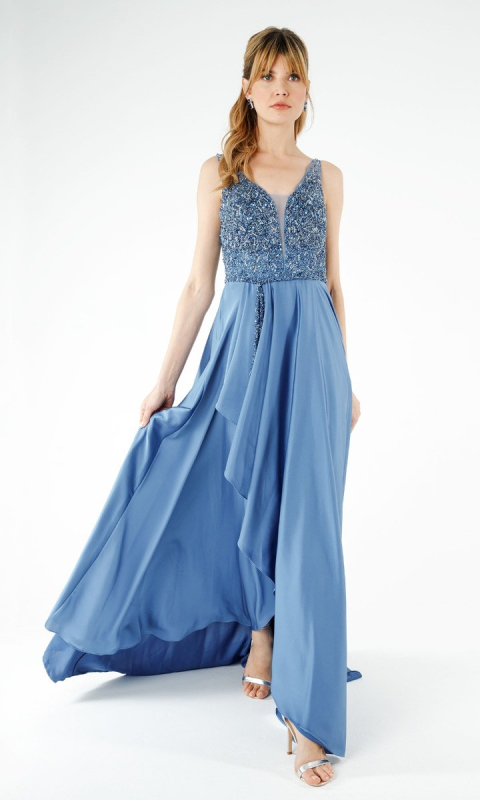 Niebieska asymetryczna sukienka