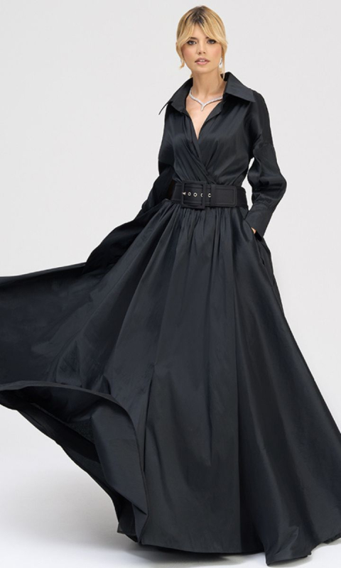 Czarna zjawiskowa suknia z paskiem